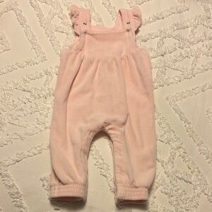 Angel Dear Velour Pink Ruffled Kids Overalls, 6-12 month. Valentine’s Day outfit